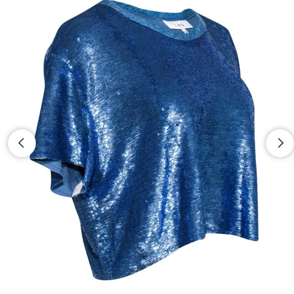 ‼️WOW‼️IRO Sequins Blue Crop Top Size 38 - Picture 9 of 10